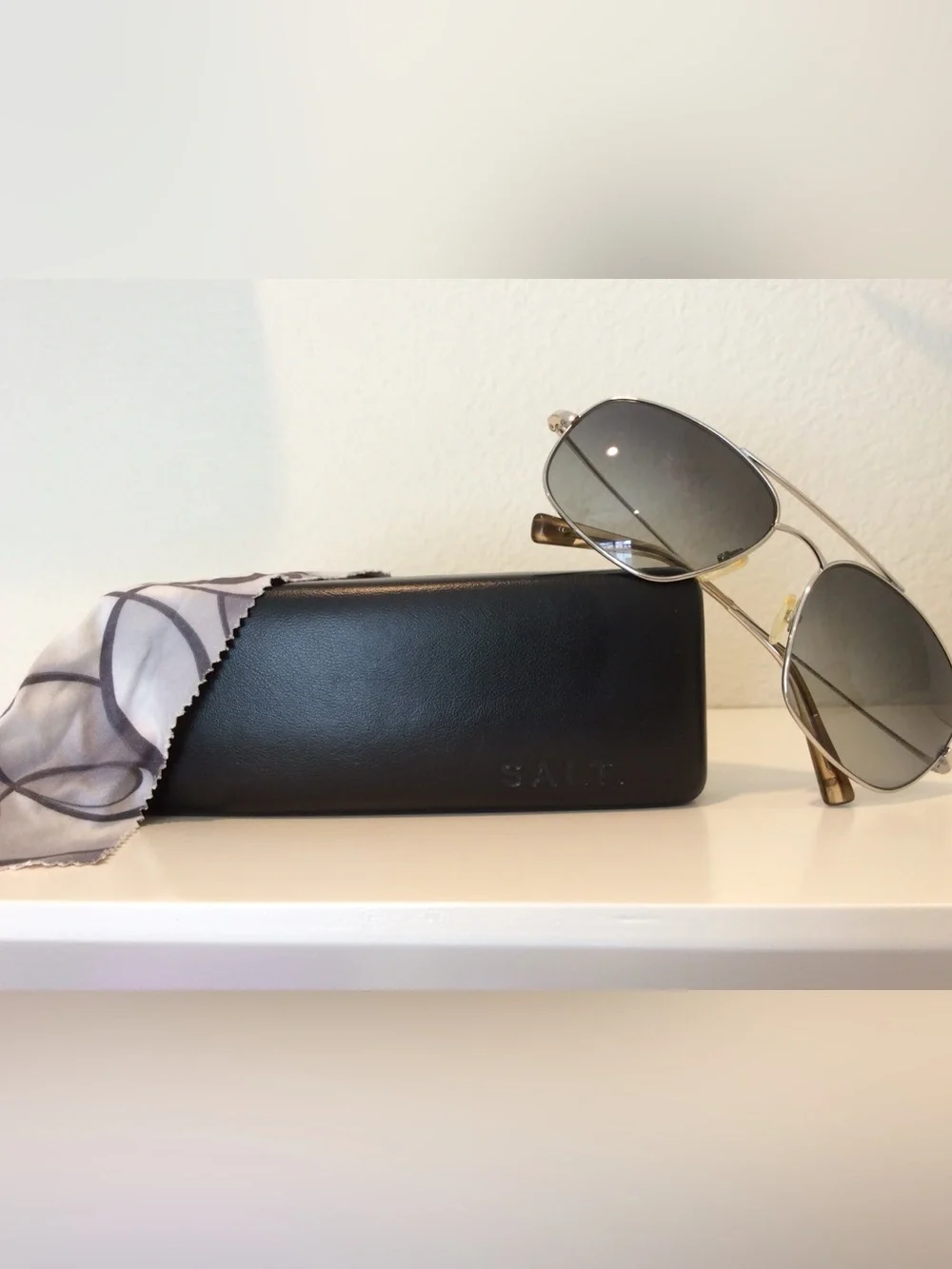 SALT. Nicolas Men’s Silver Aviator Sunglasses